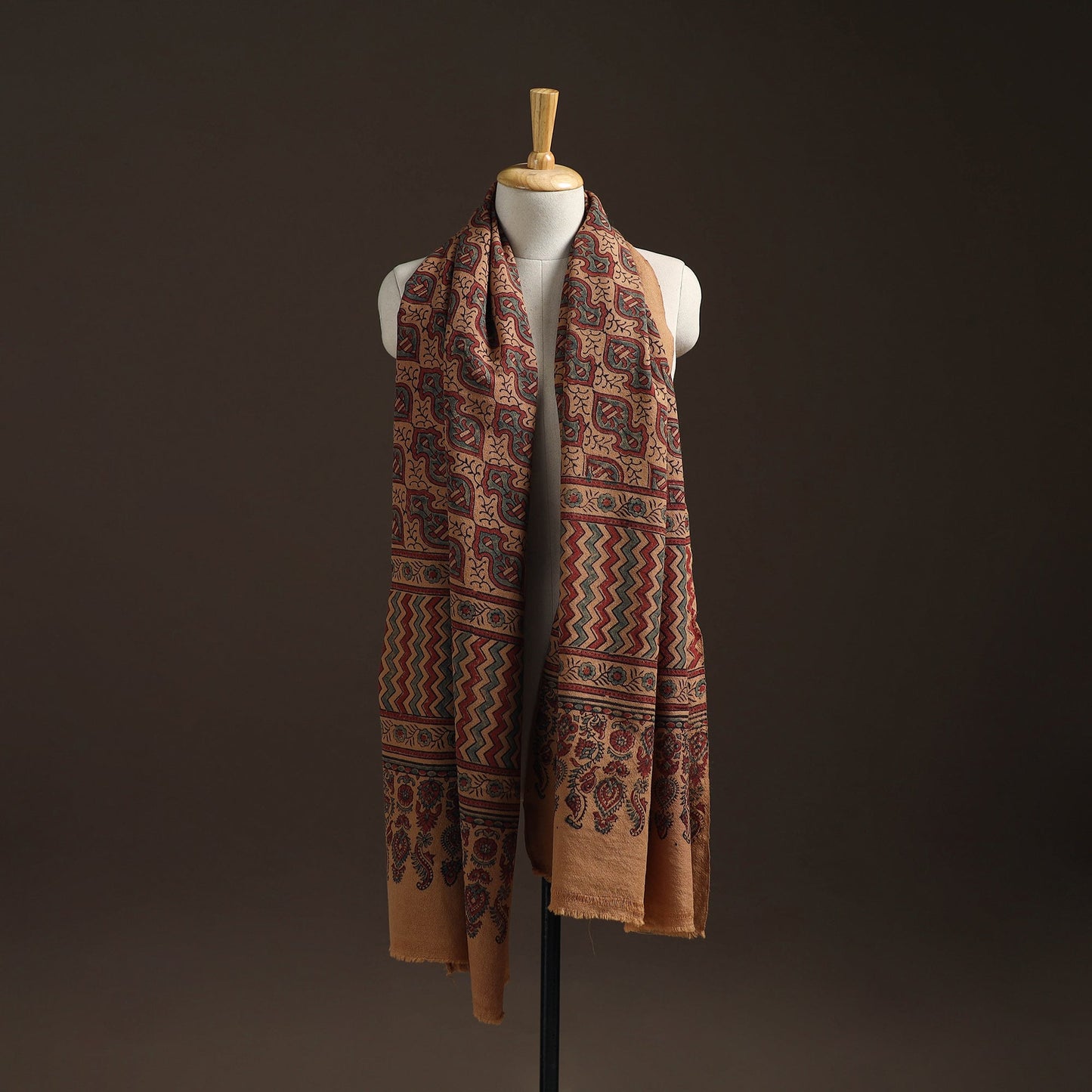 Hand natural dyed handwoven acrylic wool shawl 47