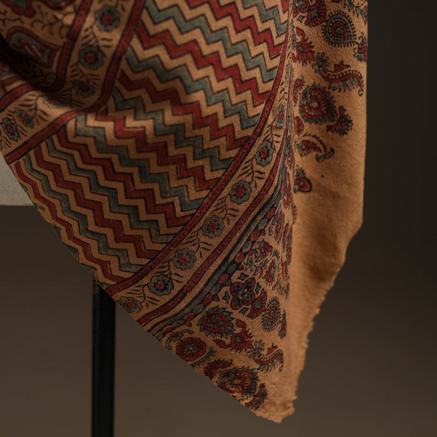 Hand natural dyed handwoven acrylic wool shawl 47