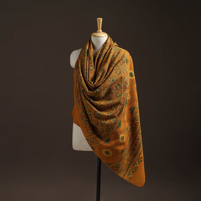 Hand natural dyed handwoven acrylic wool shawl 48