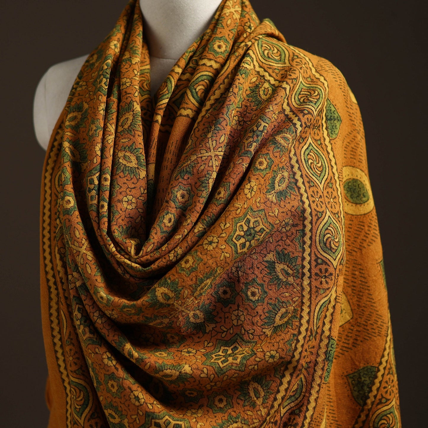 Hand natural dyed handwoven acrylic wool shawl 48