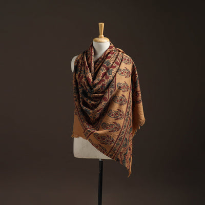 Hand natural dyed handwoven acrylic wool shawl 49