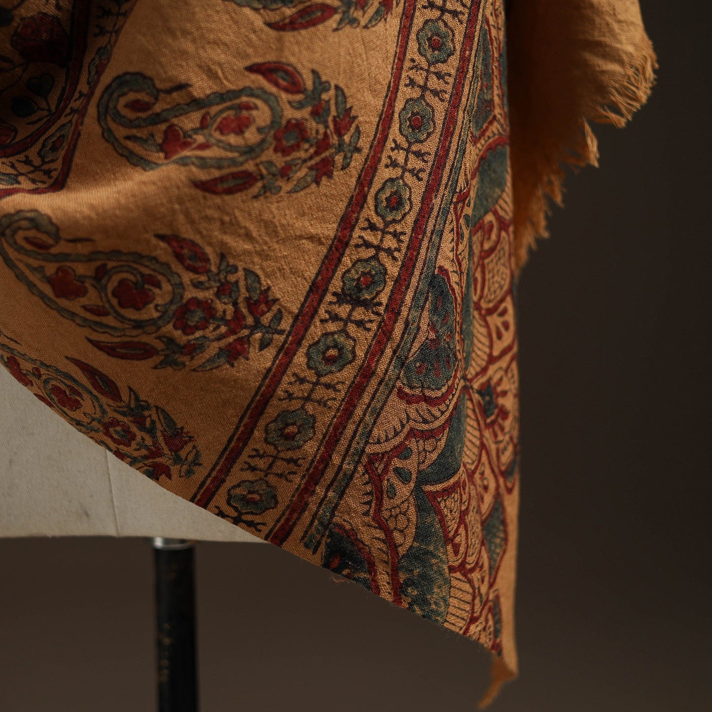 Hand natural dyed handwoven acrylic wool shawl 49