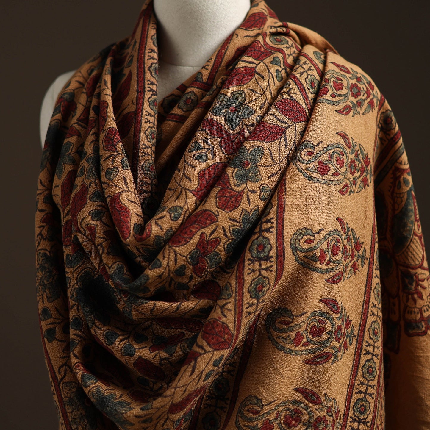 Hand natural dyed handwoven acrylic wool shawl 49