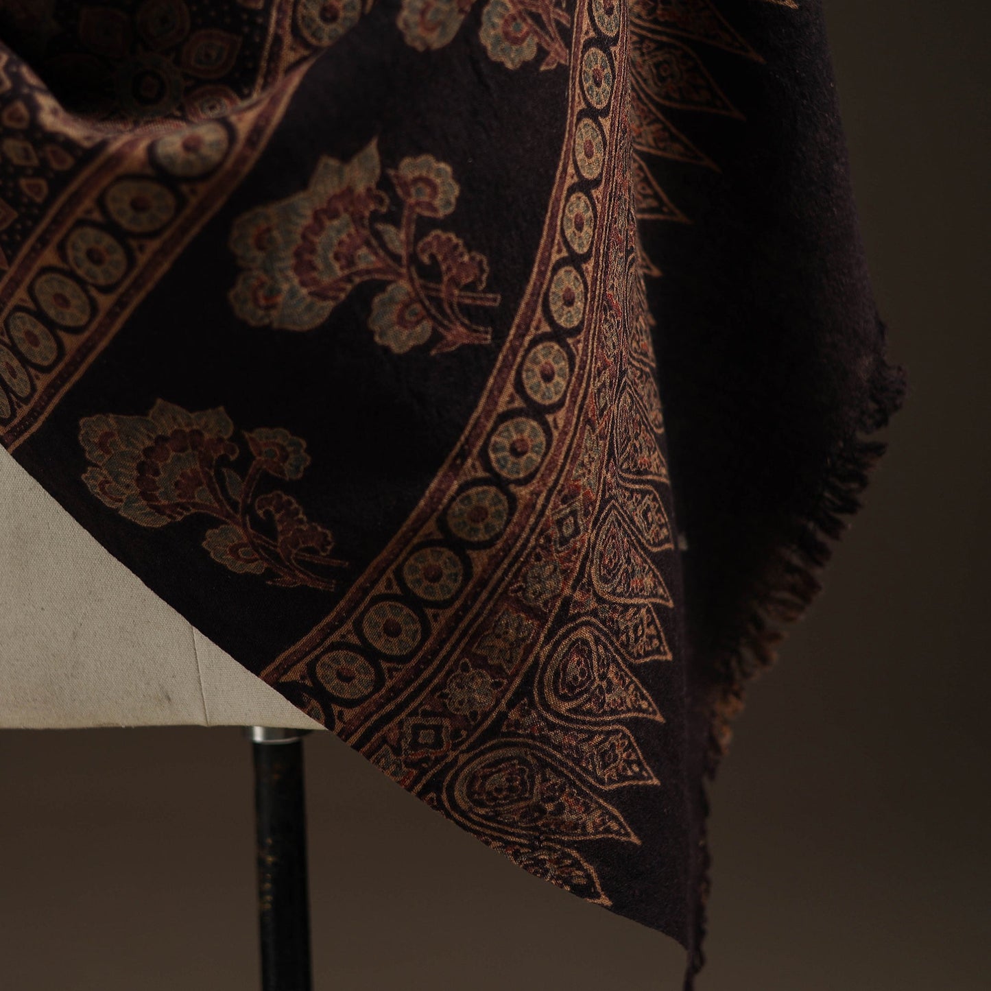 Hand natural dyed handwoven acrylic wool shawl 50