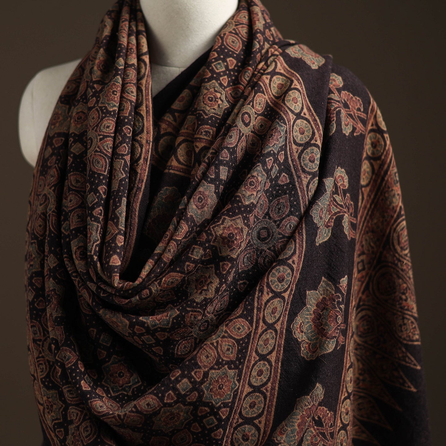 Hand natural dyed handwoven acrylic wool shawl 50