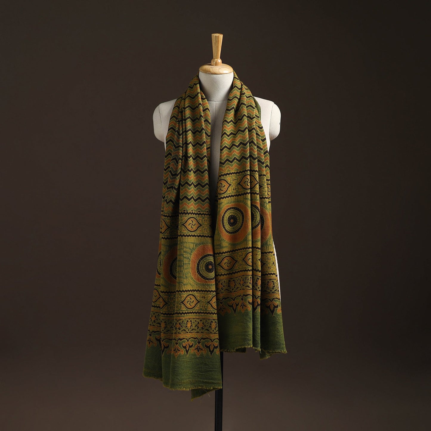 Hand natural dyed handwoven acrylic wool shawl 51