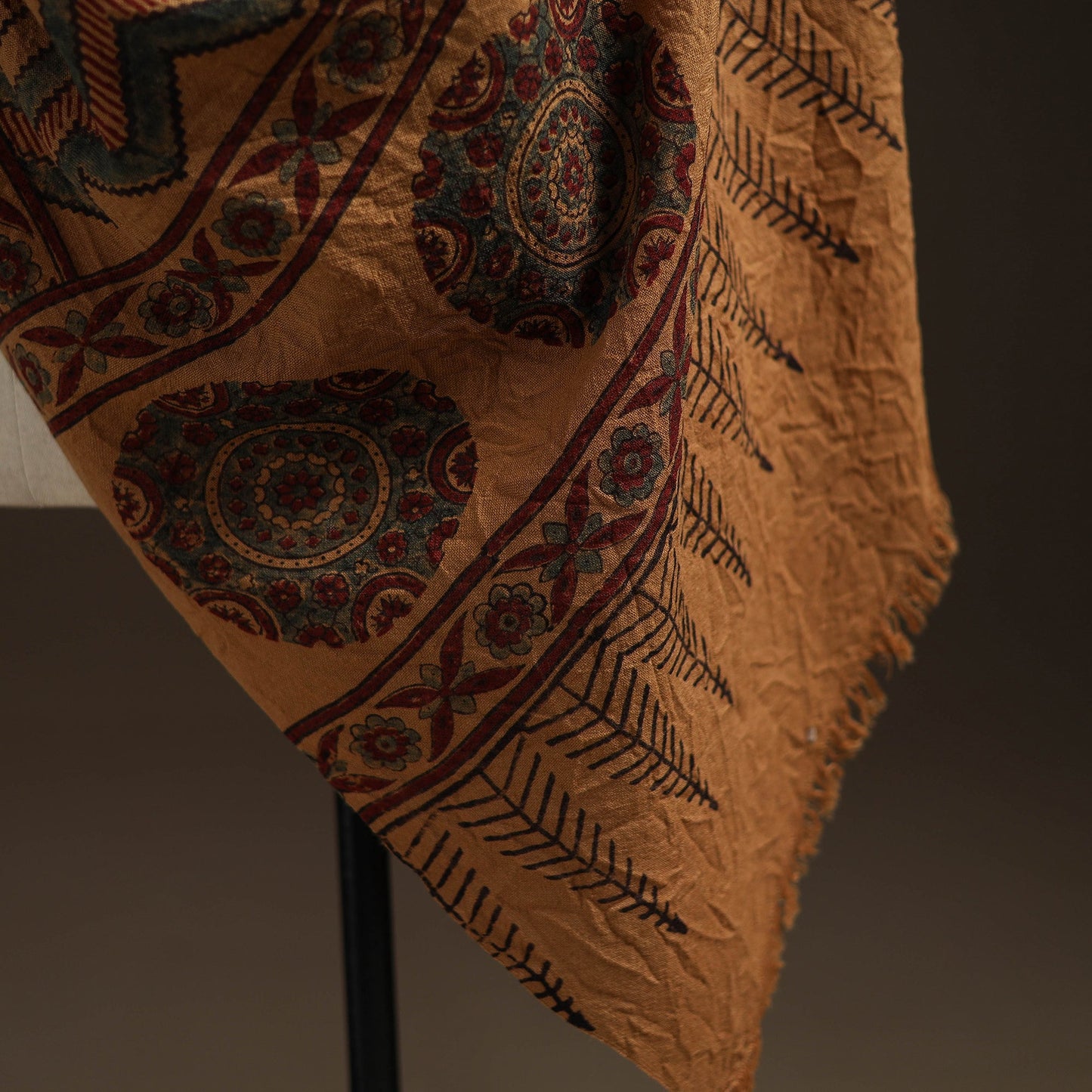 Hand natural dyed handwoven acrylic wool shawl 52