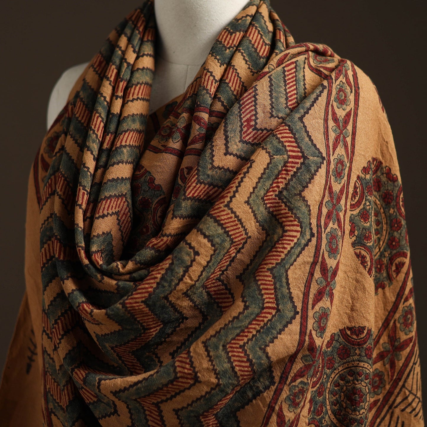 Hand natural dyed handwoven acrylic wool shawl 52