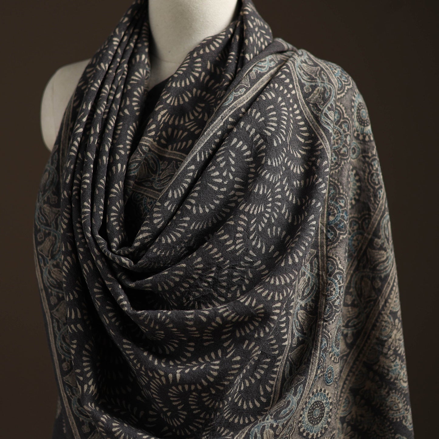 Hand natural dyed handwoven acrylic wool shawl 53