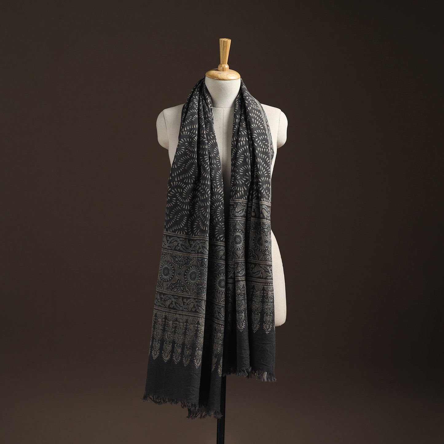 Hand natural dyed handwoven acrylic wool shawl 53