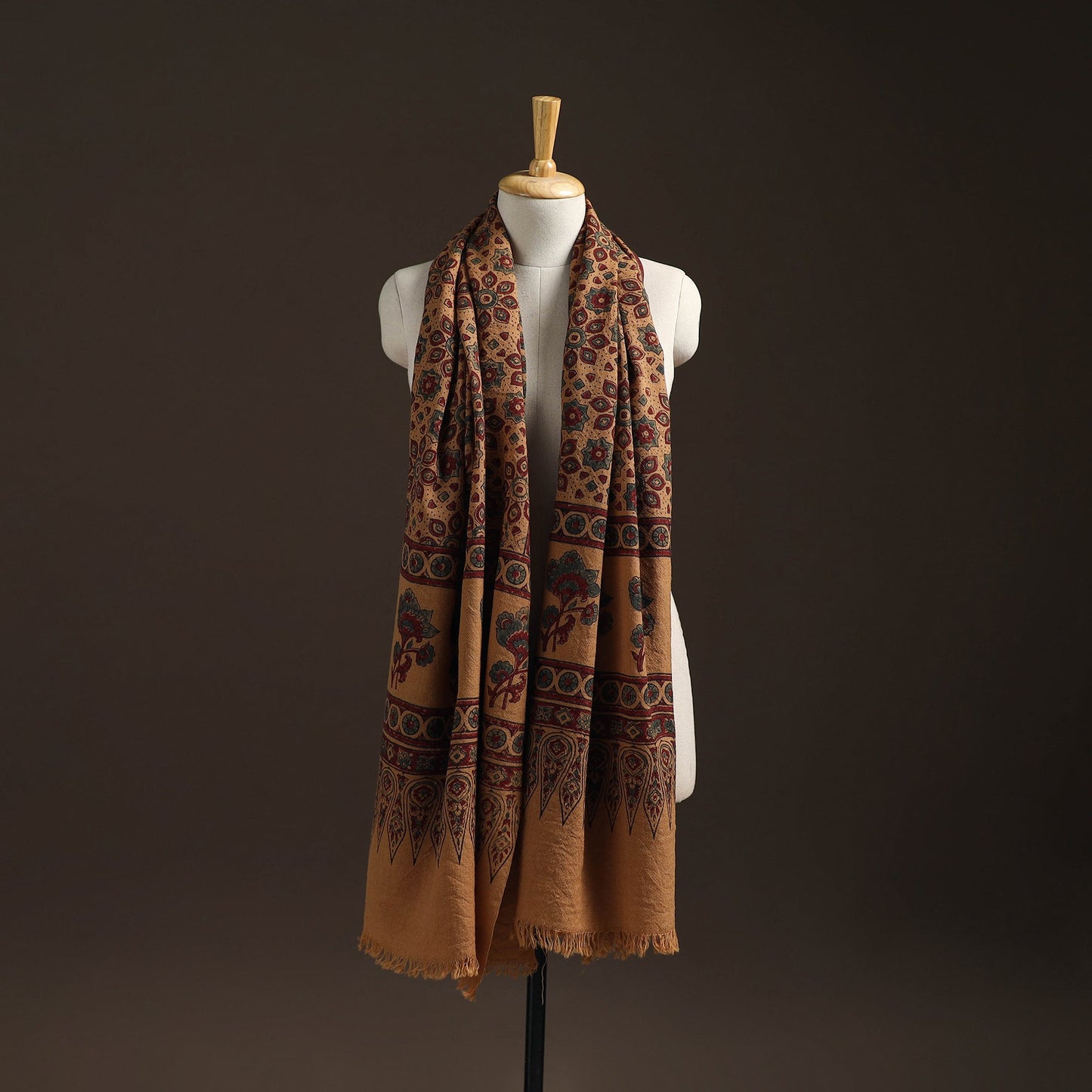 Hand natural dyed handwoven acrylic wool shawl 54