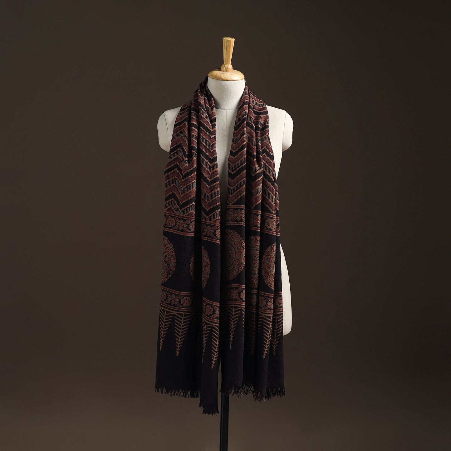 Hand natural dyed handwoven acrylic wool shawl 55