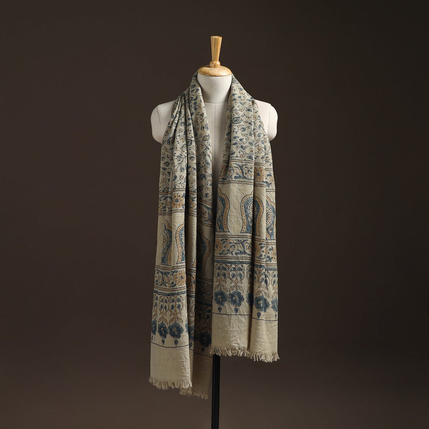 Hand natural dyed handwoven acrylic wool shawl 56