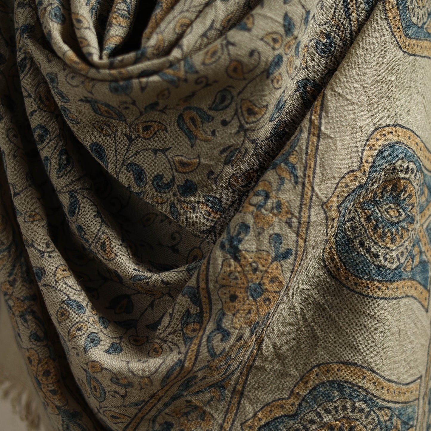 Hand natural dyed handwoven acrylic wool shawl 56