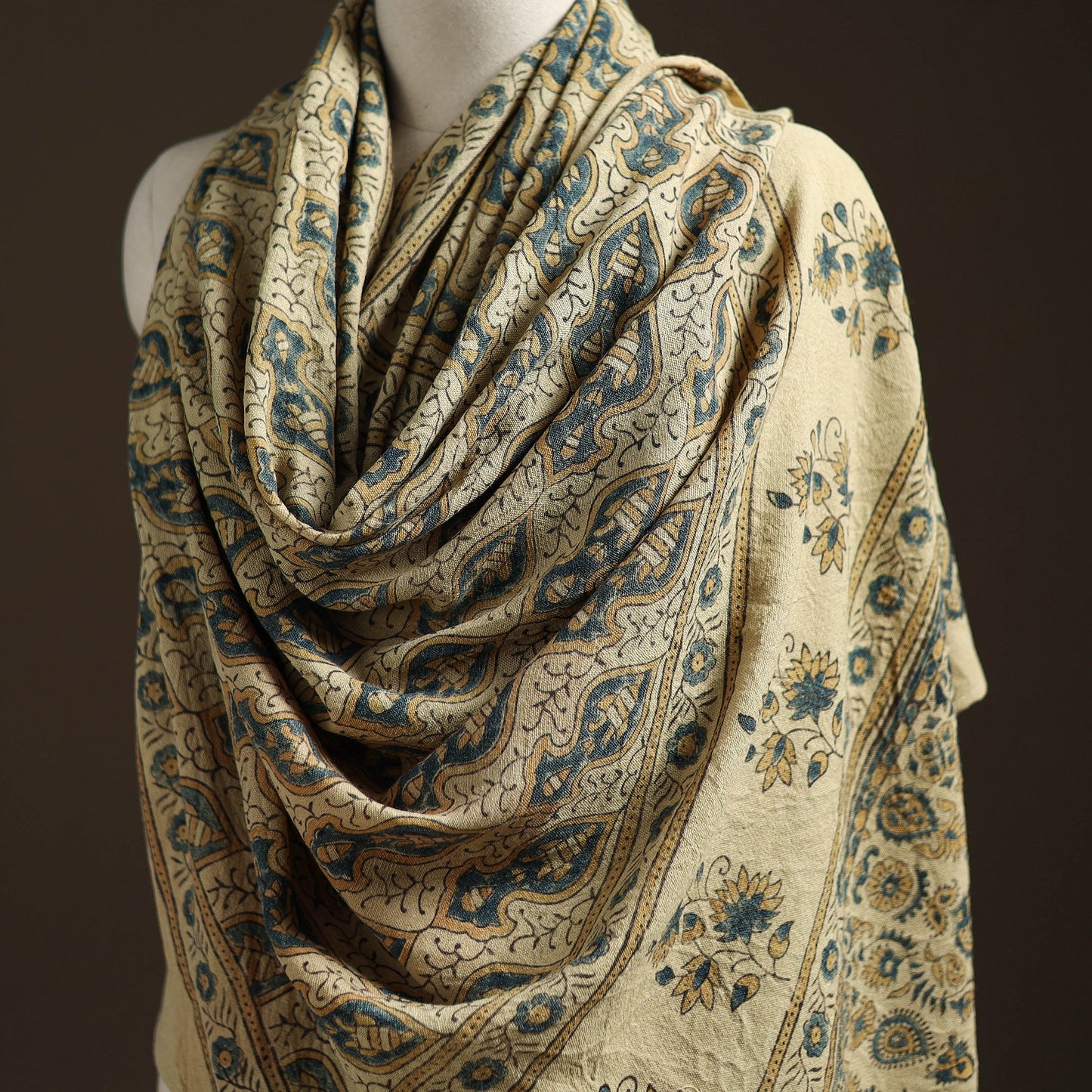 Hand natural dyed handwoven acrylic wool shawl 57