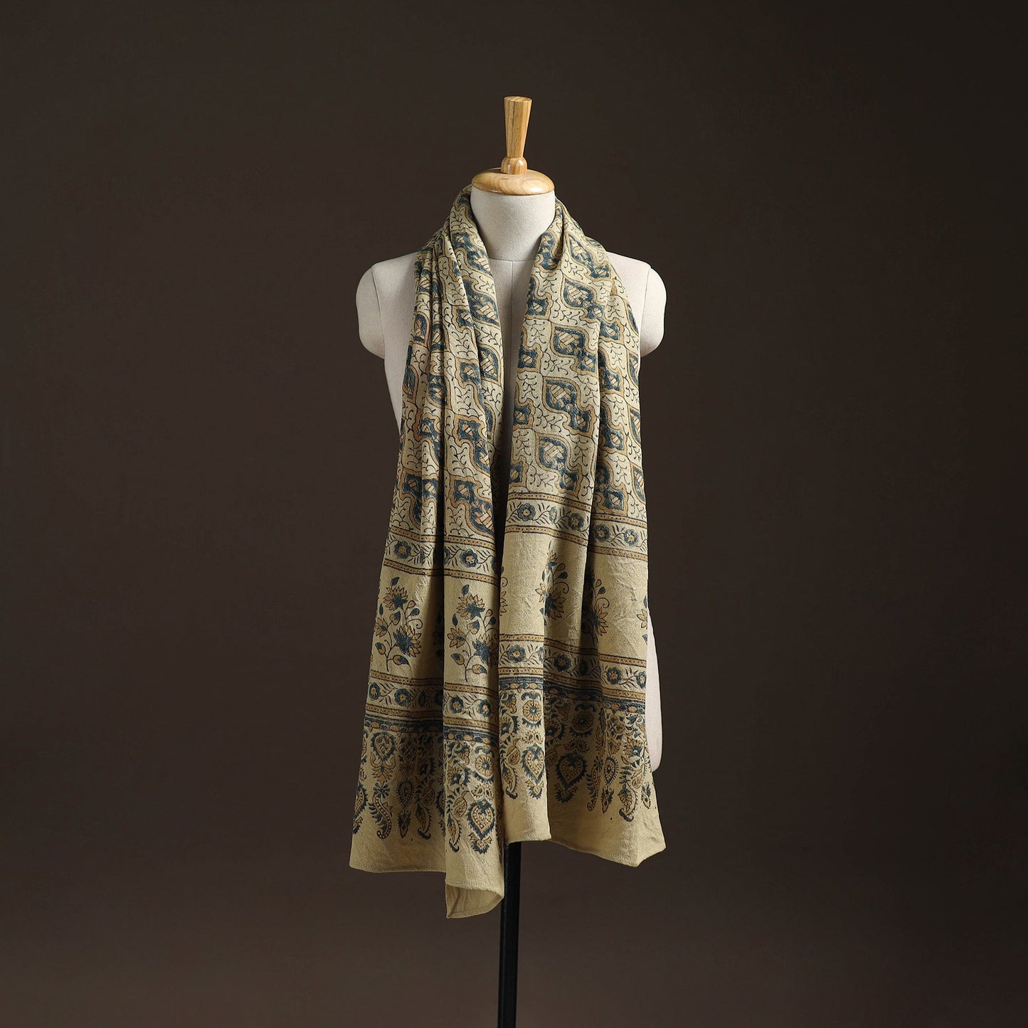 Hand natural dyed handwoven acrylic wool shawl 57