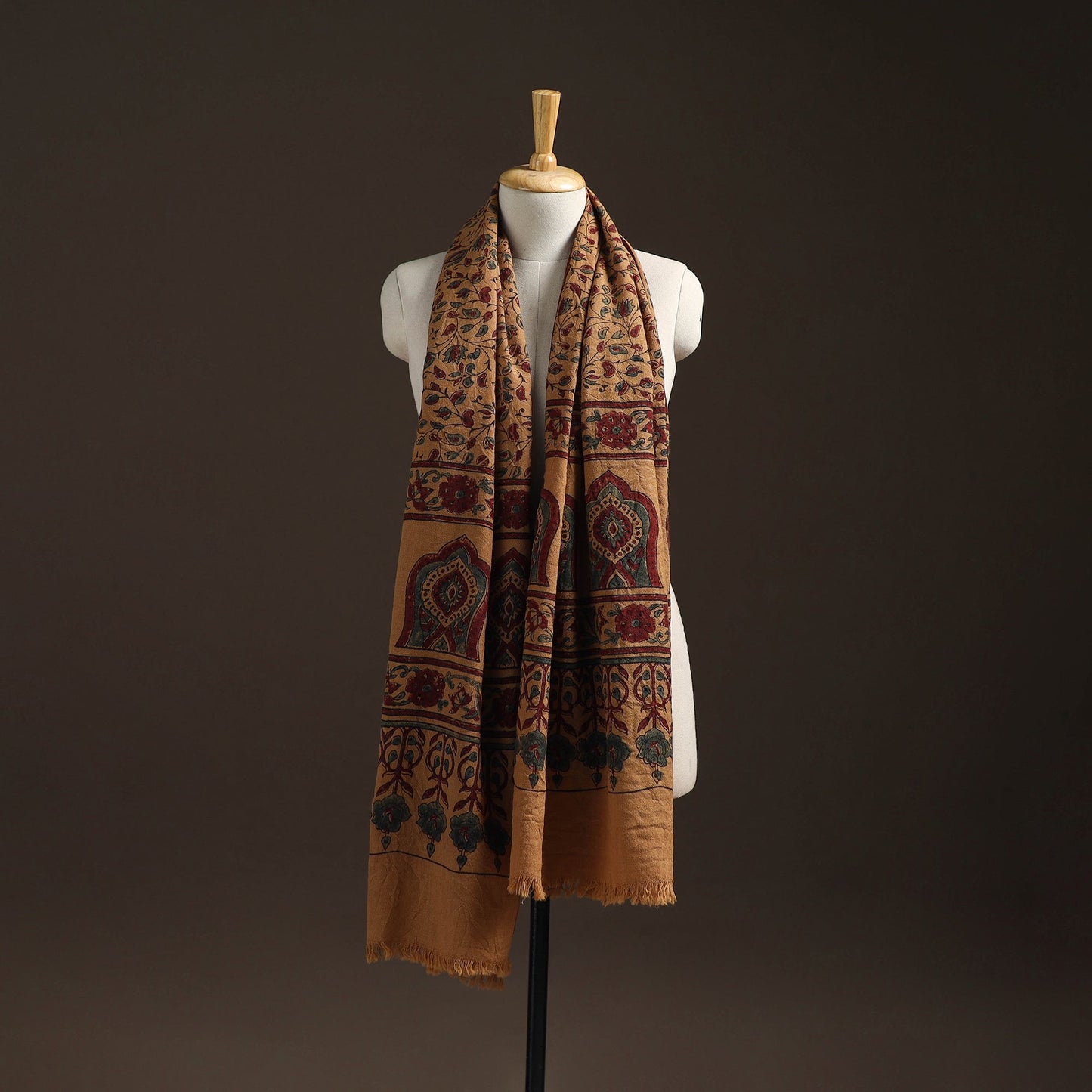 Hand natural dyed handwoven acrylic wool shawl 58