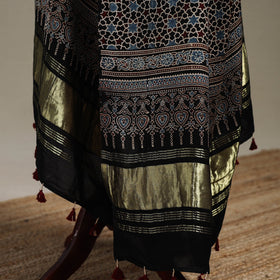 Hand natural dyed modal silk dupatta with lagdi patta 31