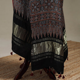 Hand natural dyed modal silk dupatta with lagdi patta 40