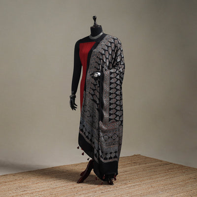 Hand natural dyed modal silk dupatta with tassels 26