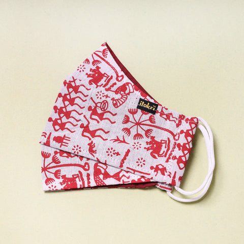  Hand Printed Cotton 3 Layer Maska Snug Fit Face Cover 