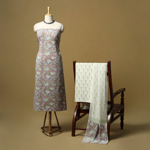 Hand sanganeri cotton 3pc unstitched dress material 03