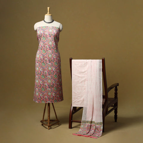 Hand sanganeri cotton 3pc unstitched dress material 04