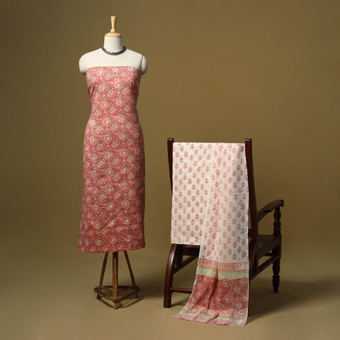 Hand sanganeri cotton 3pc unstitched dress material 06