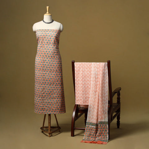 Hand sanganeri cotton 3pc unstitched dress material 10