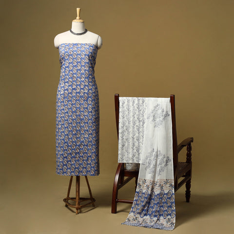 Hand sanganeri cotton 3pc unstitched dress material 14