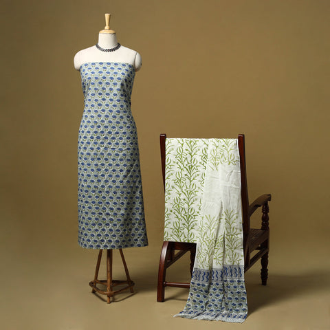 Hand sanganeri cotton 3pc unstitched dress material 15