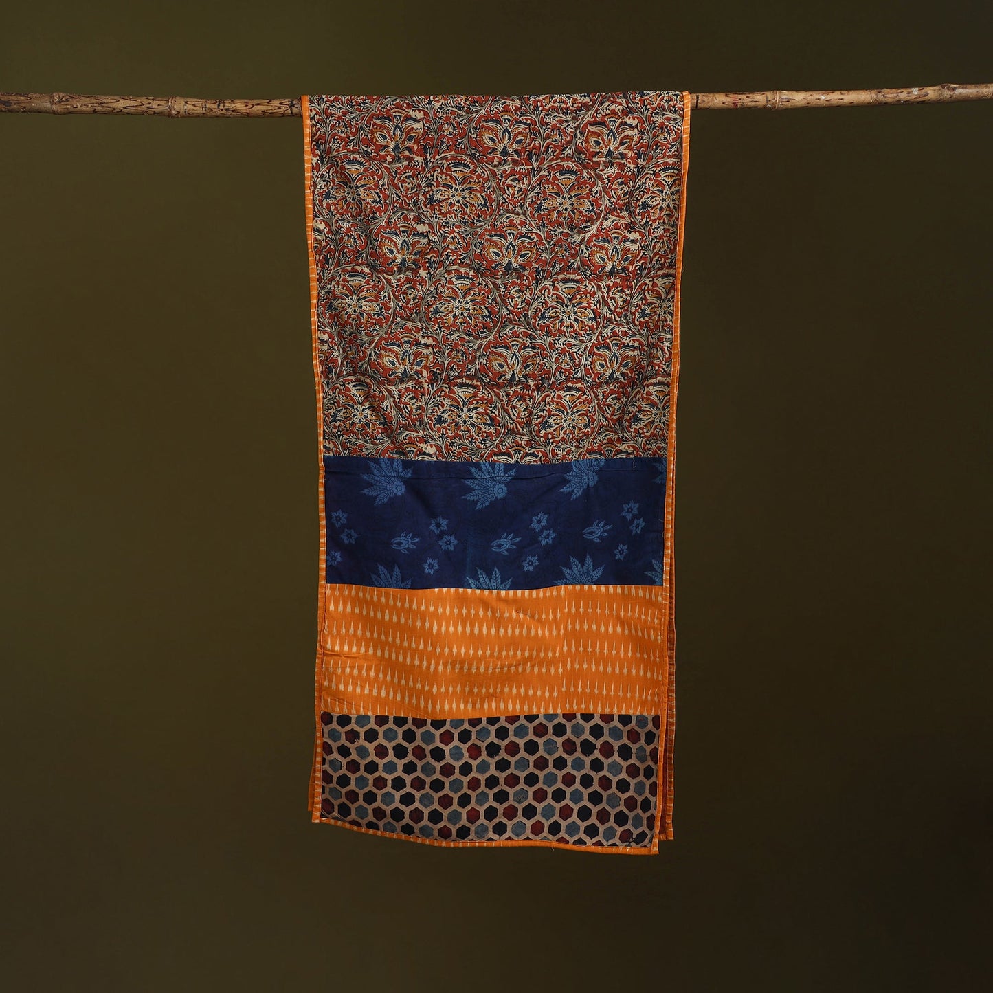 Hand-stitched cotton patchwork stole 01 - handcrafted