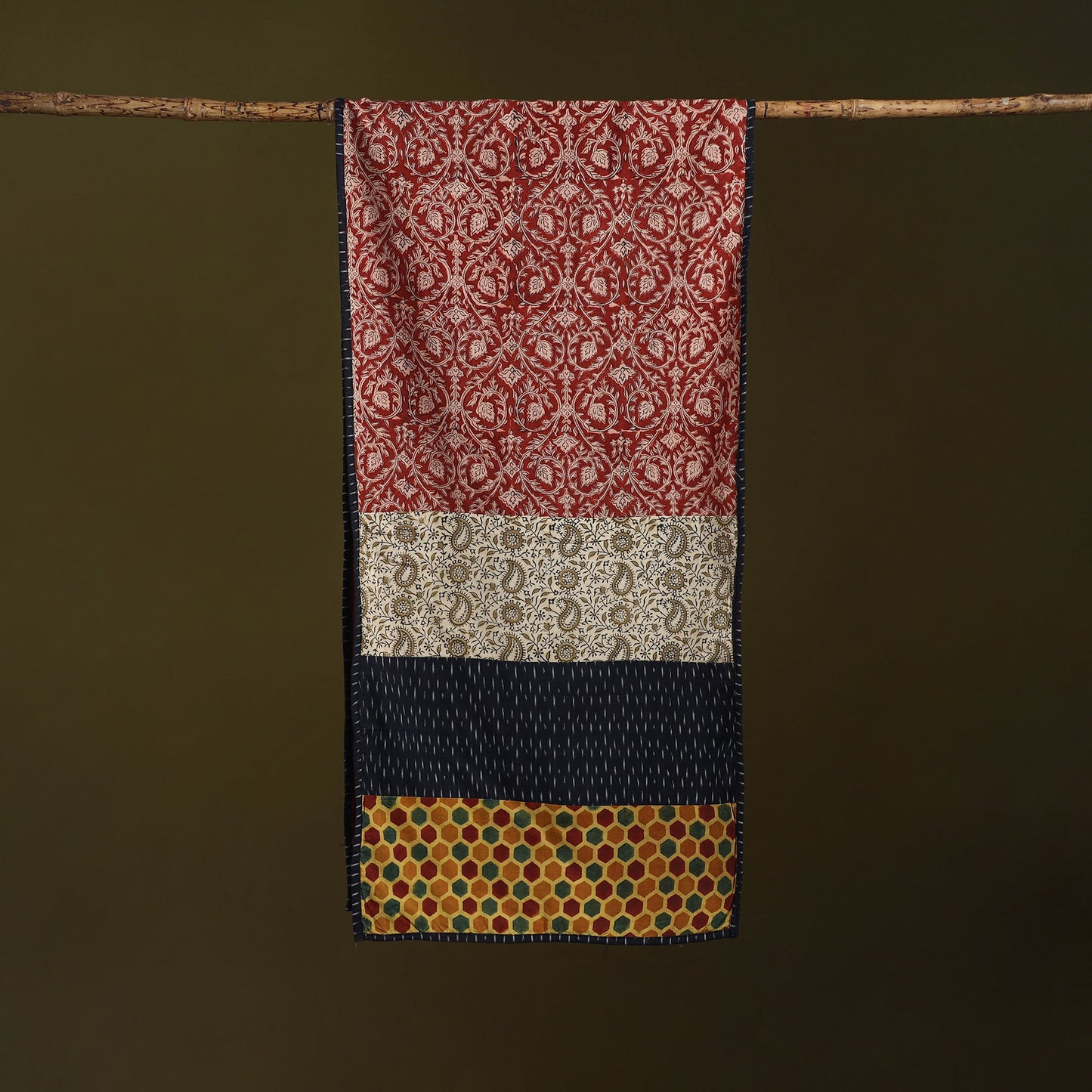 Hand-stitched cotton patchwork stole 19 - handcrafted