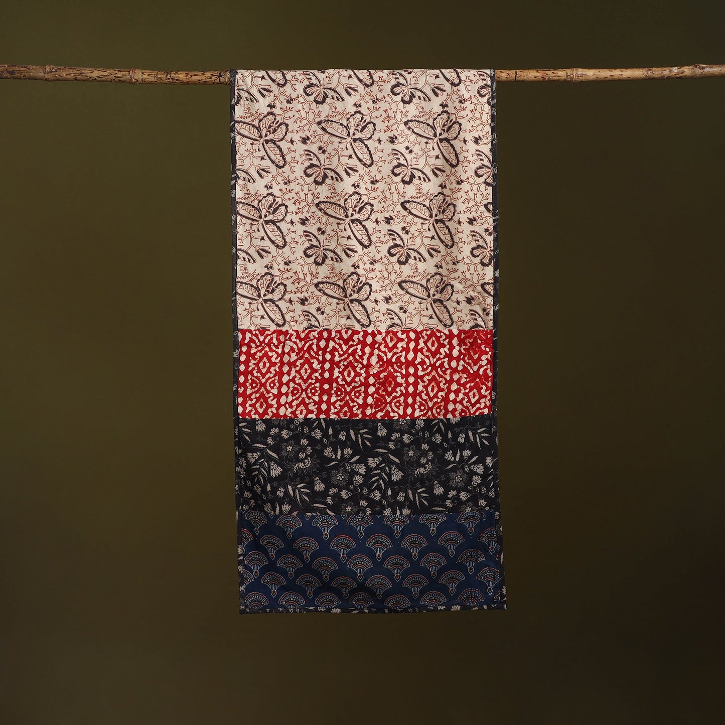 Hand-stitched cotton patchwork stole 24 - handcrafted