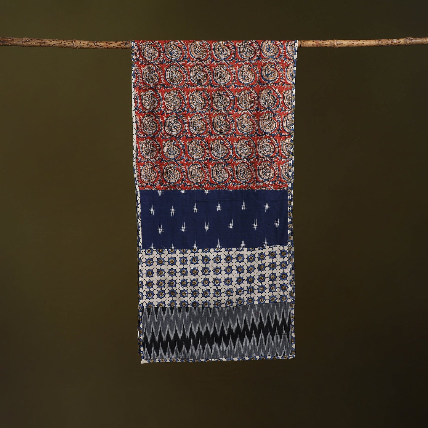 Hand-stitched cotton patchwork stole 26 - handcrafted