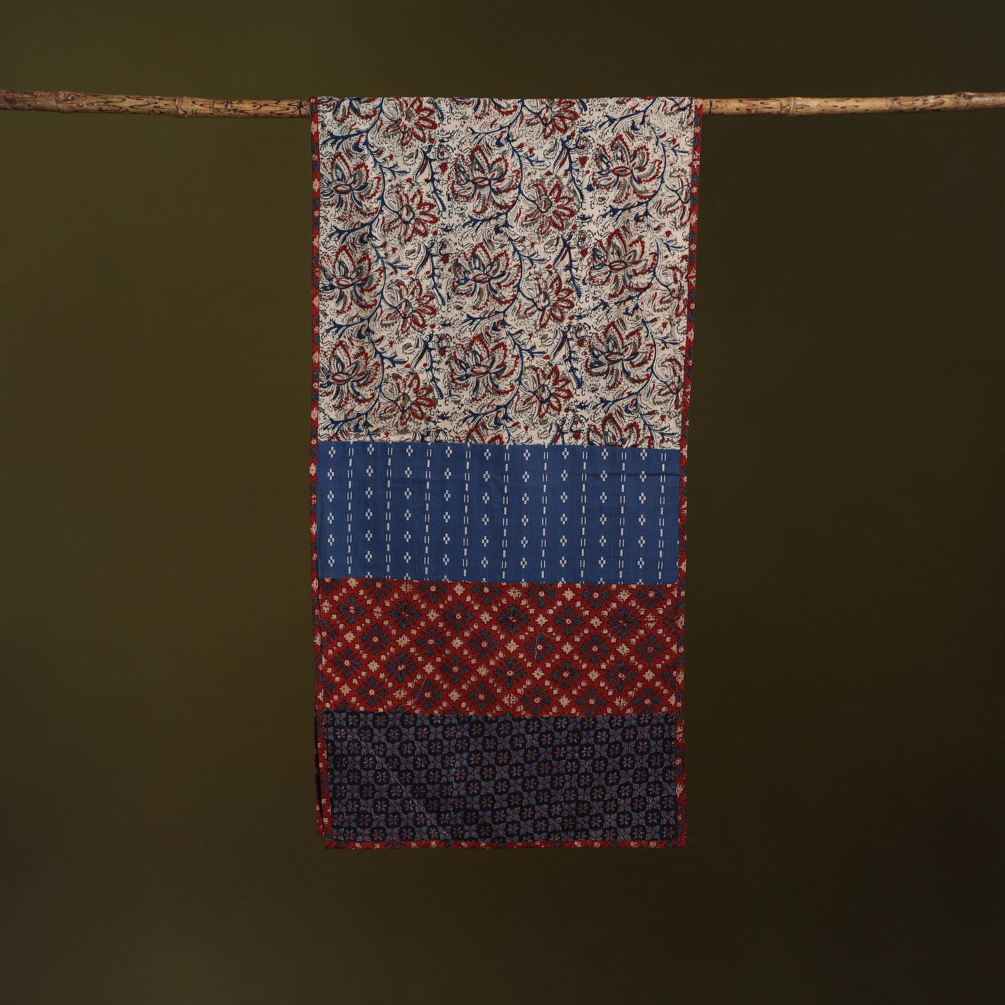 Hand-stitched cotton patchwork stole 31 - handcrafted