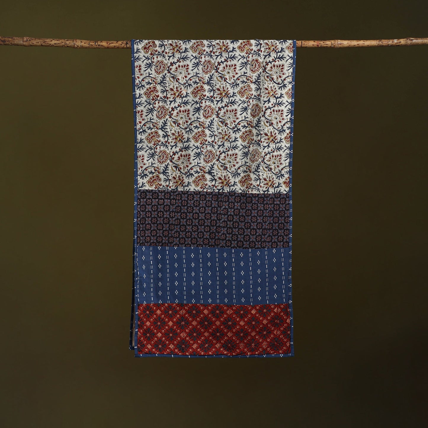 Hand-stitched cotton patchwork stole 33 - handcrafted