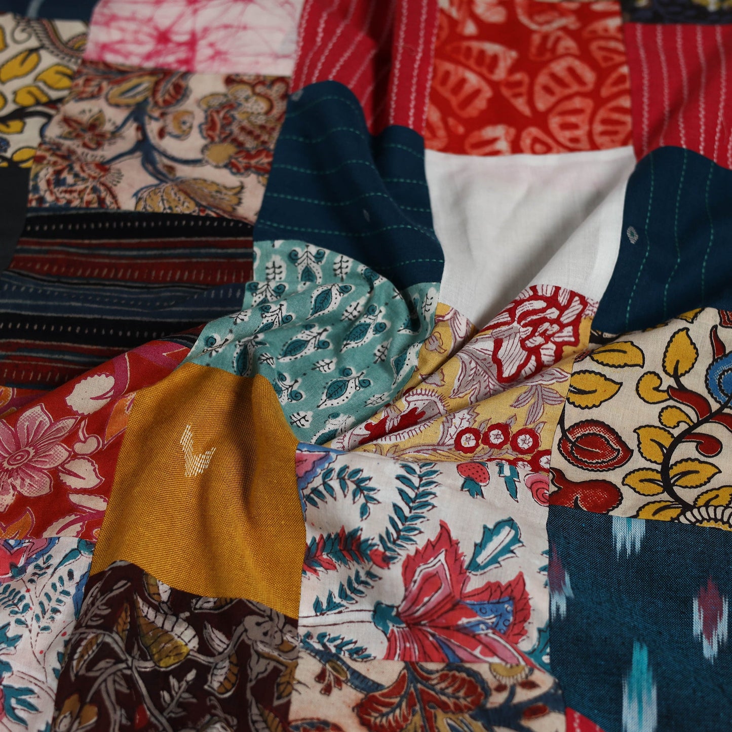 Hand-stitched mosaic cotton unstitched kurta material