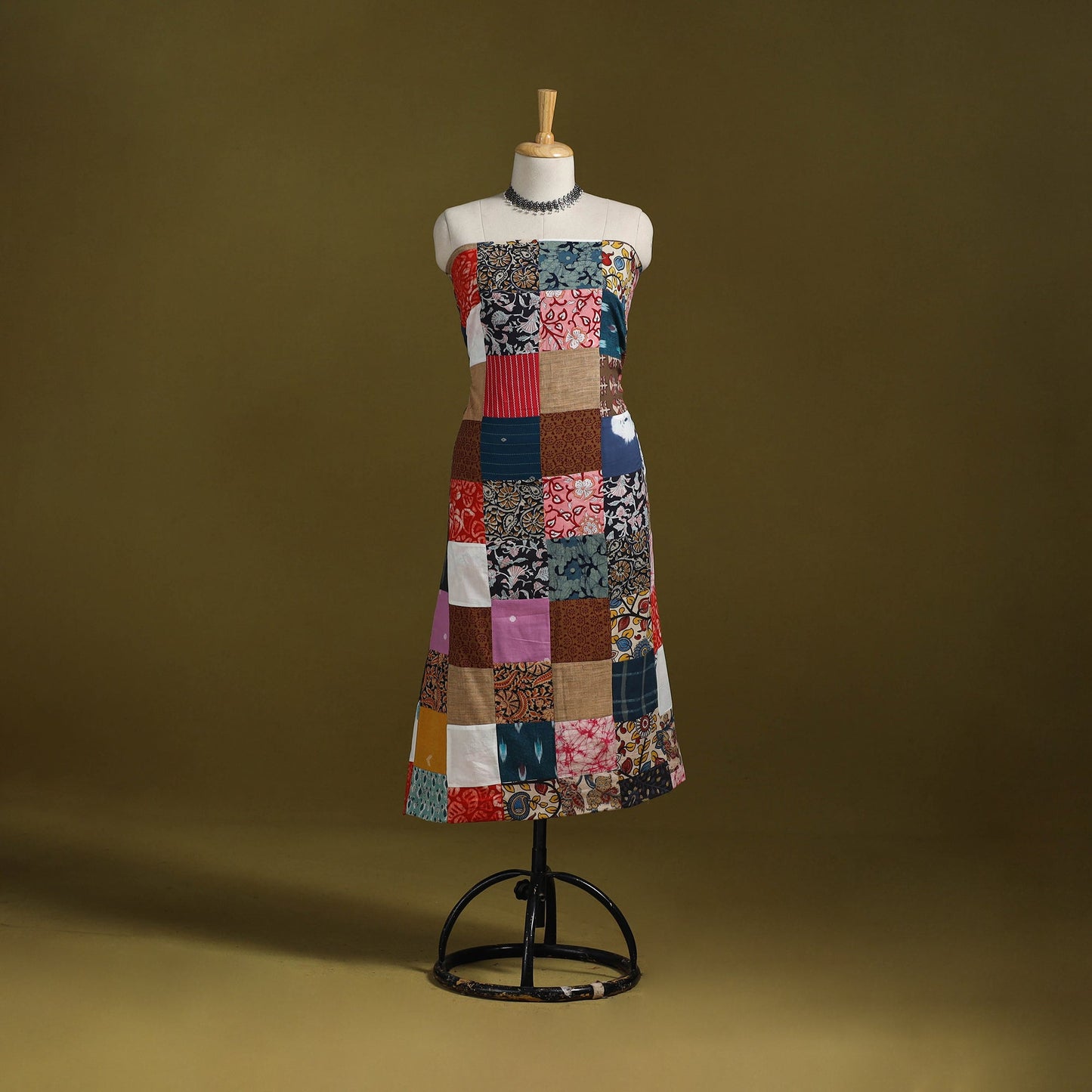 Hand-stitched mosaic cotton unstitched kurta material