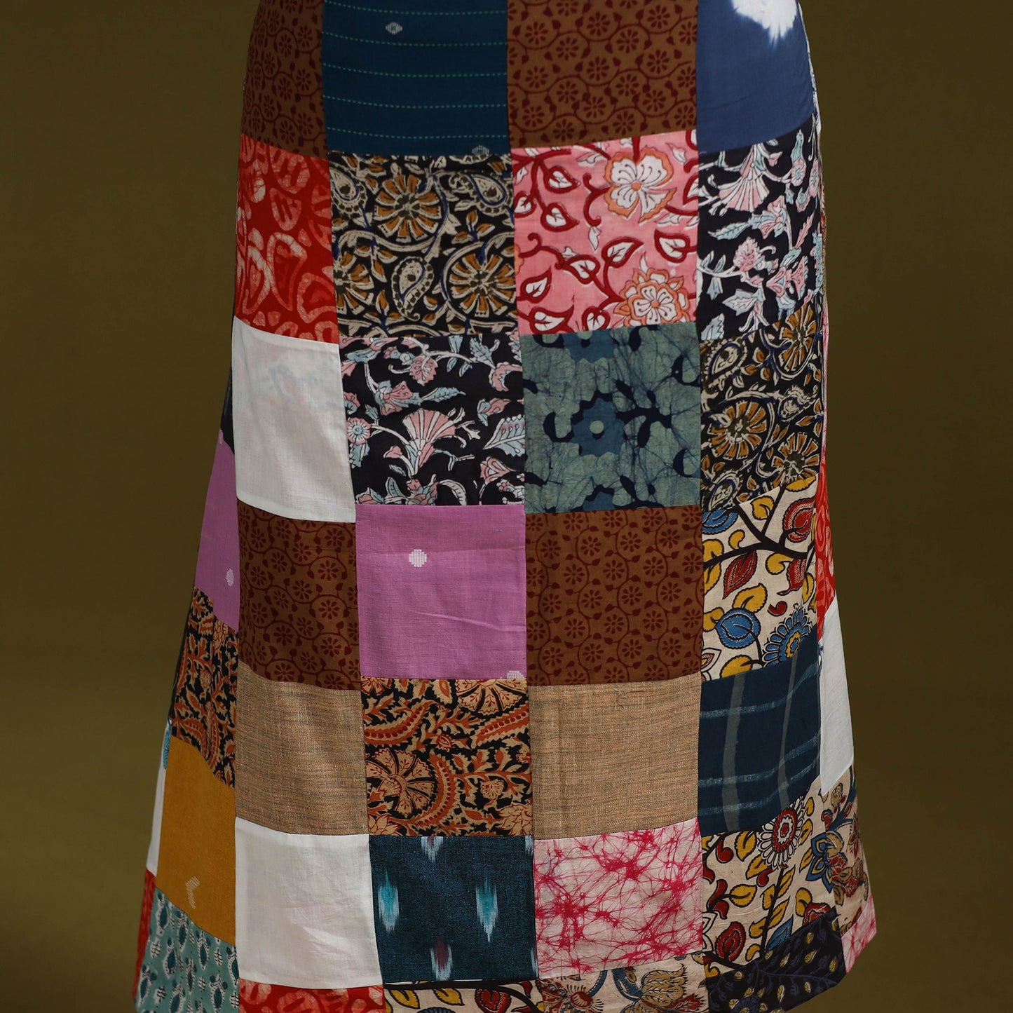 Hand-stitched mosaic cotton unstitched kurta material