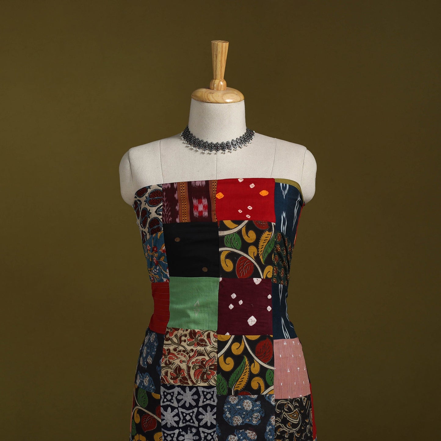 Hand-stitched mosaic cotton unstitched kurta material