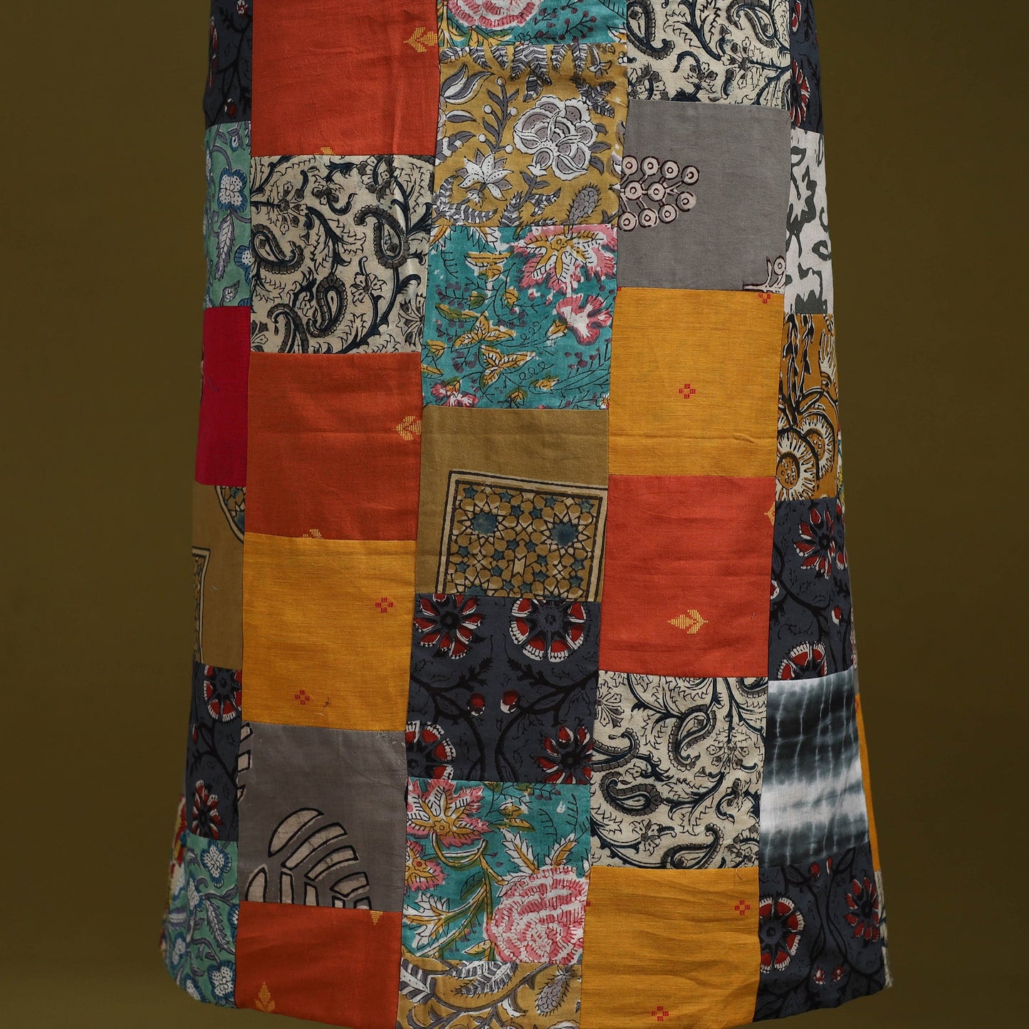 Hand-stitched mosaic cotton unstitched kurta material