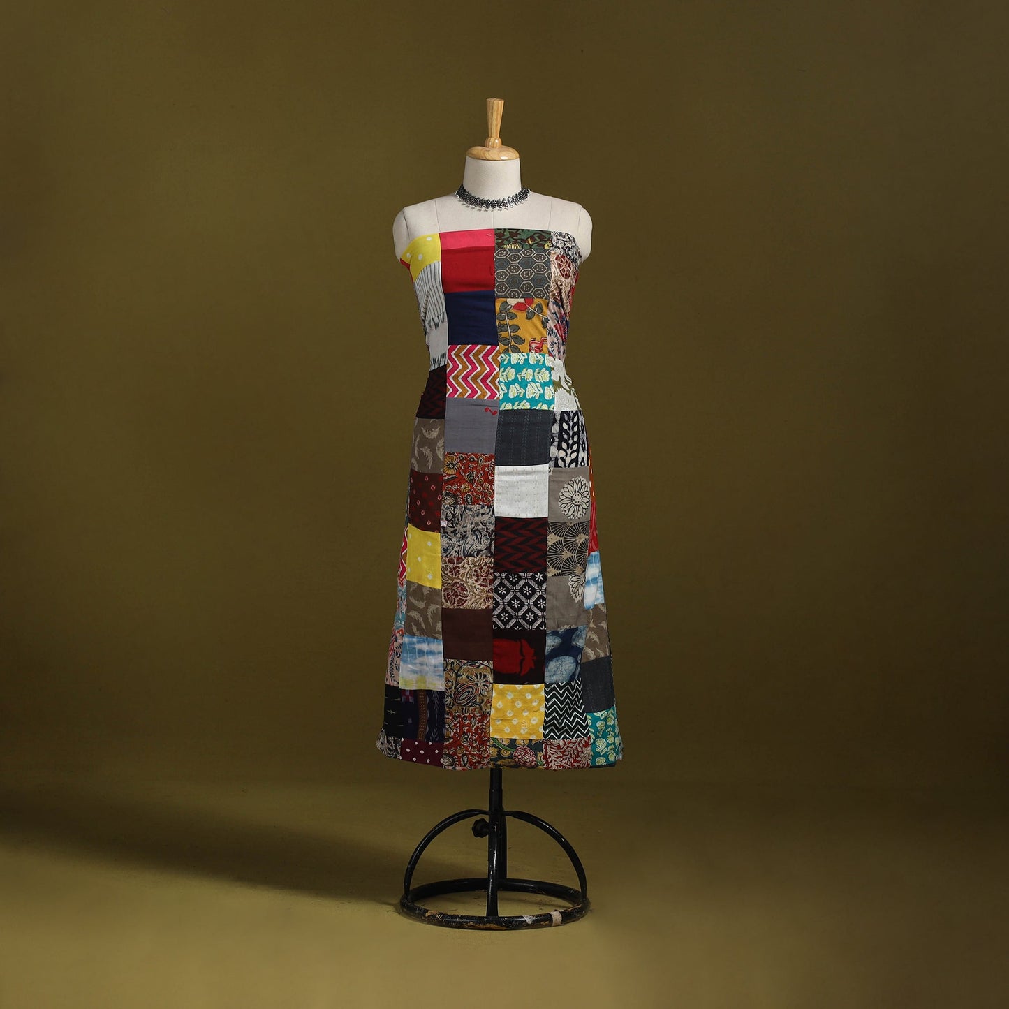 Hand-stitched mosaic cotton unstitched kurta material