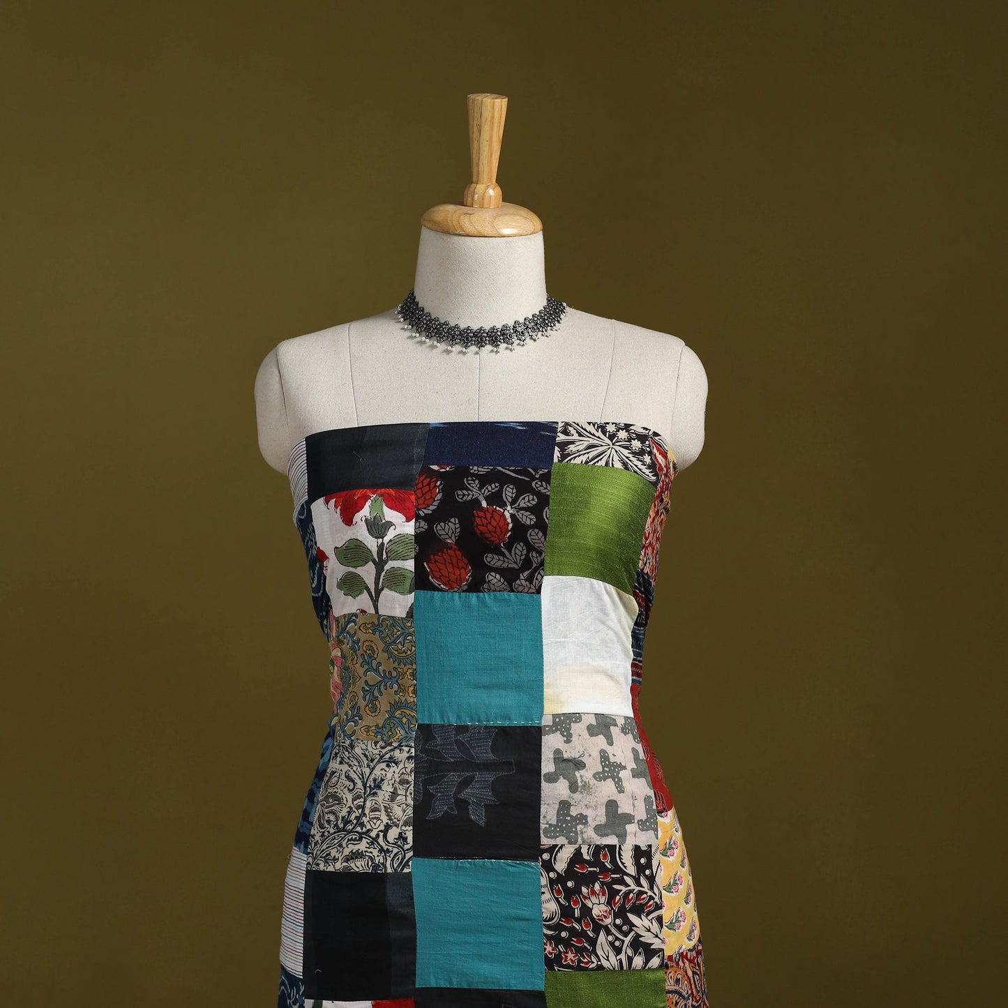 Hand-stitched mosaic cotton unstitched kurta material