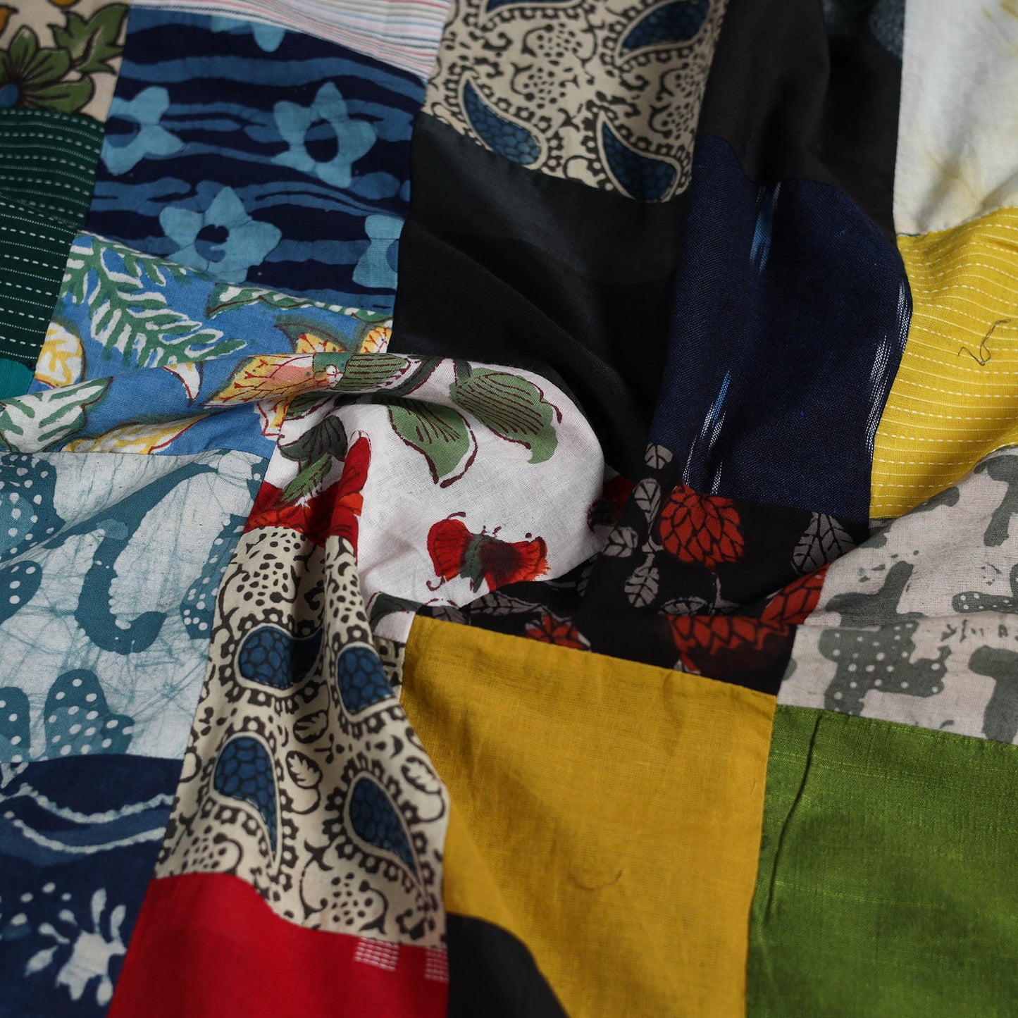 Hand-stitched mosaic cotton unstitched kurta material