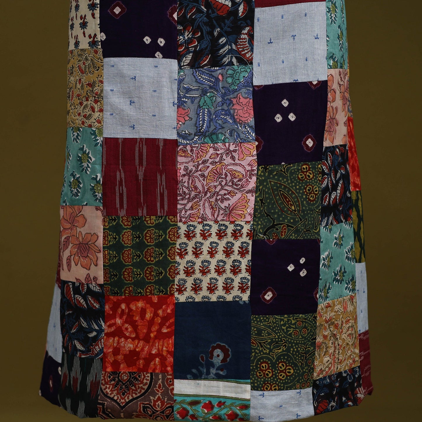 Hand-stitched mosaic cotton unstitched kurta material