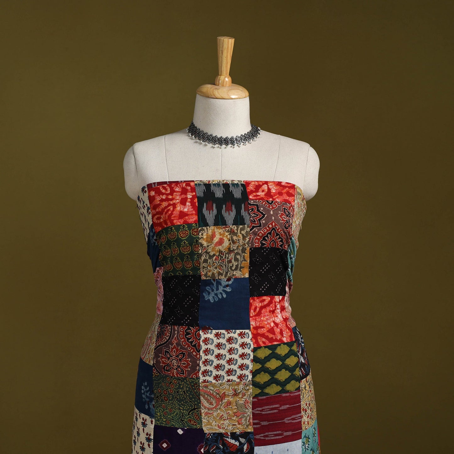 Hand-stitched mosaic cotton unstitched kurta material