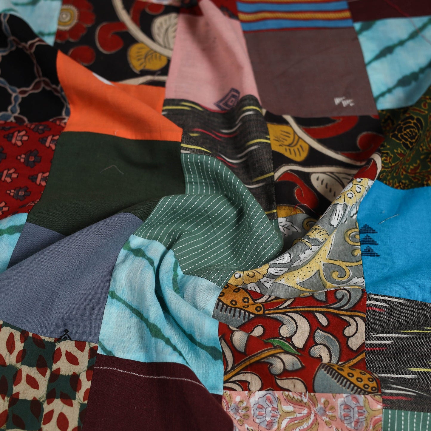 Hand-stitched mosaic cotton unstitched kurta material