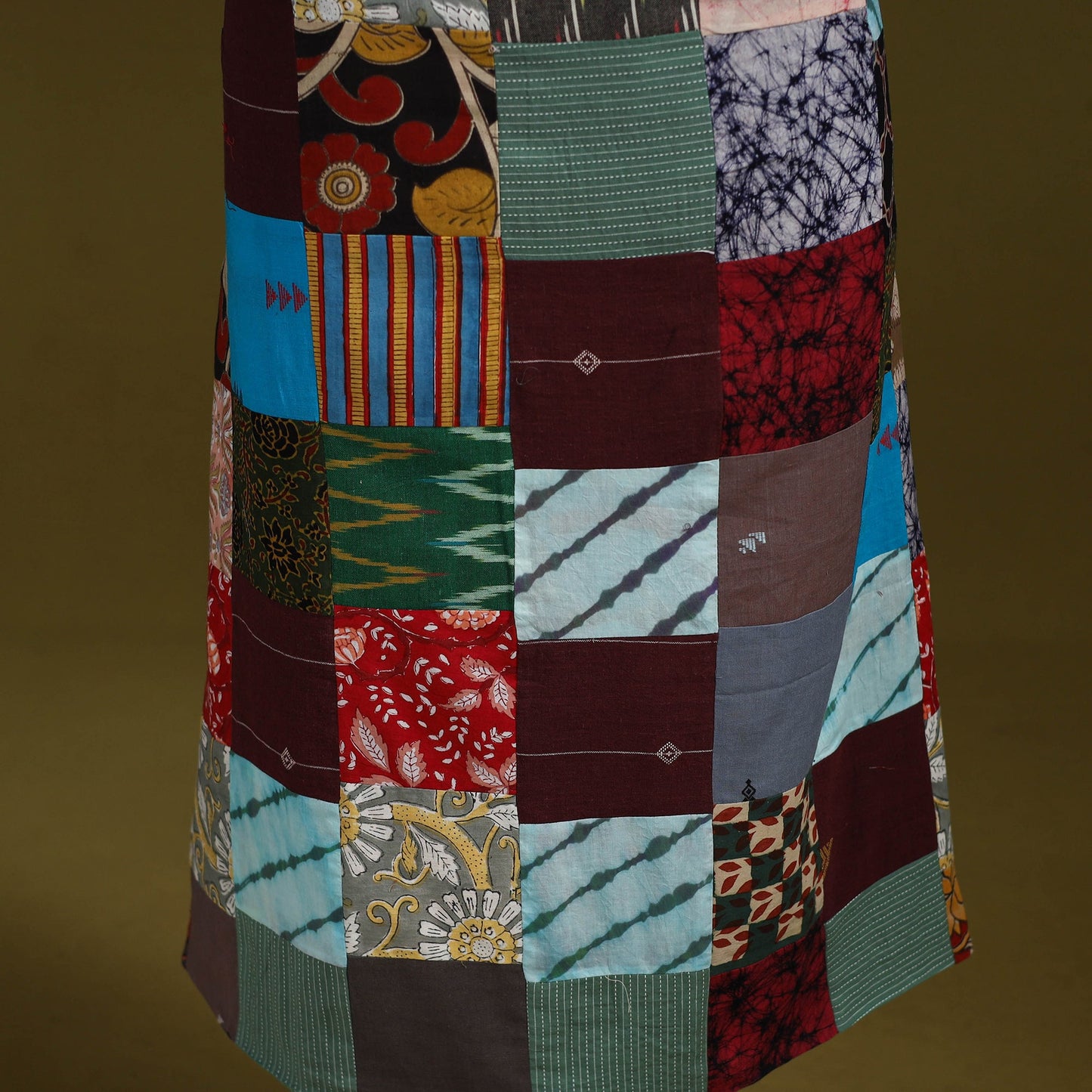 Hand-stitched mosaic cotton unstitched kurta material