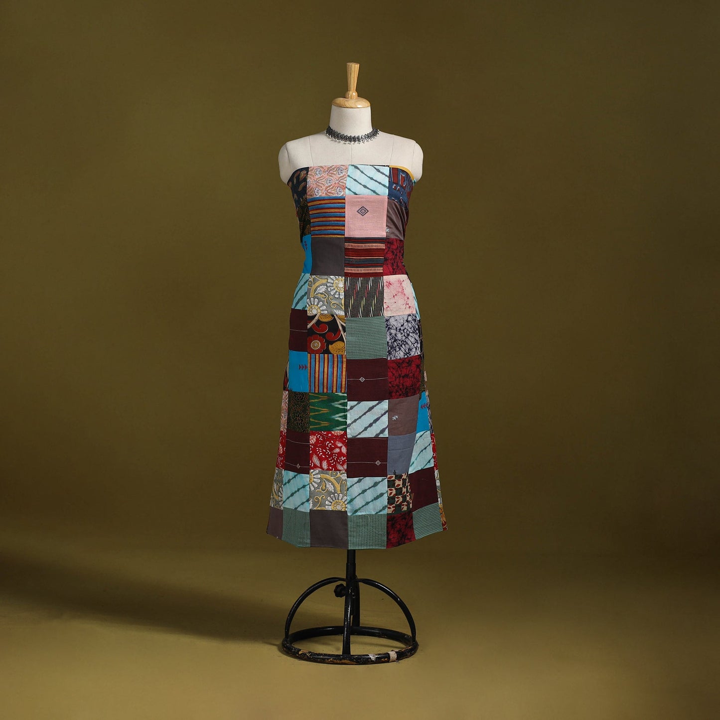 Hand-stitched mosaic cotton unstitched kurta material